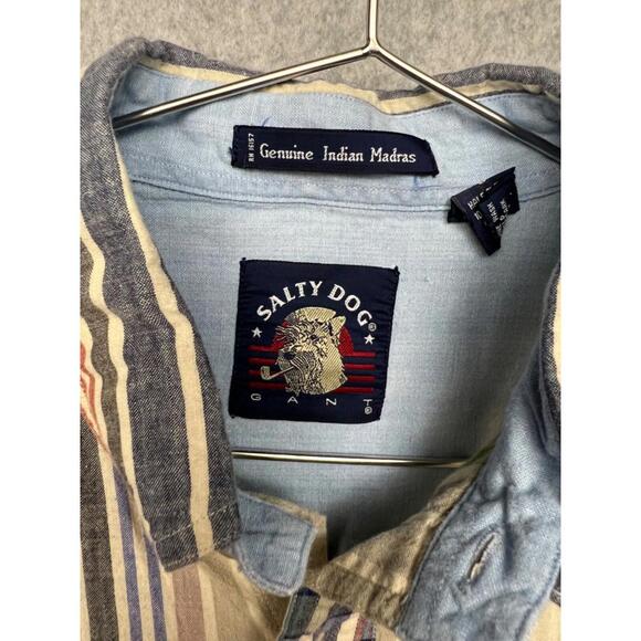 Salty Dog Gant Button Up Shirt Mens L Genuine Indian Madras Multi Stripe Cotton - Picture 5 of 8